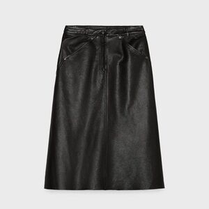 NWT ZARA LEATHER MIDI SKIRT STEVEN MEISEL SIZE S